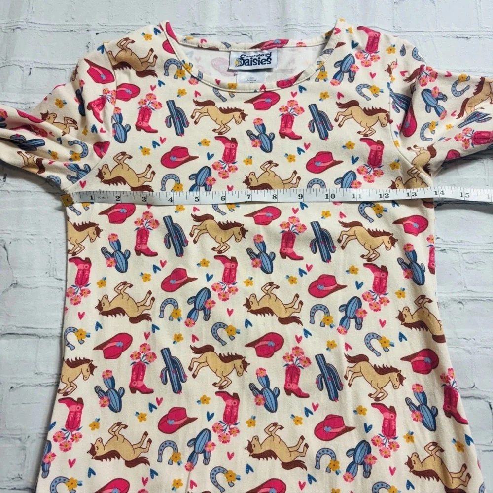Counting Daisies Girl's Size 10 Dress Western Cowgirl Bell Sleeve Rodeo Horses